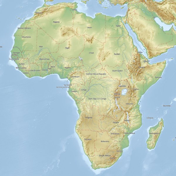 Physical Maps of Africa | Mapswire