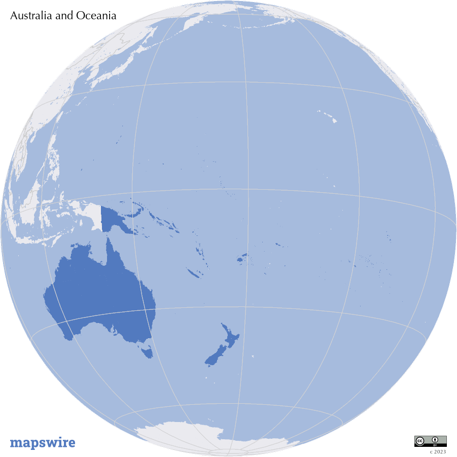 Where is Australia and Oceania located?