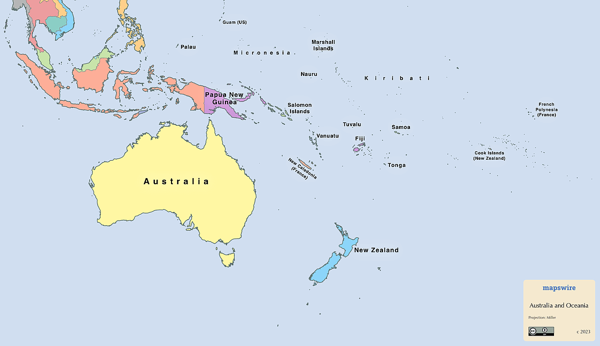 Political Maps Of Australia And Oceania Mapswire