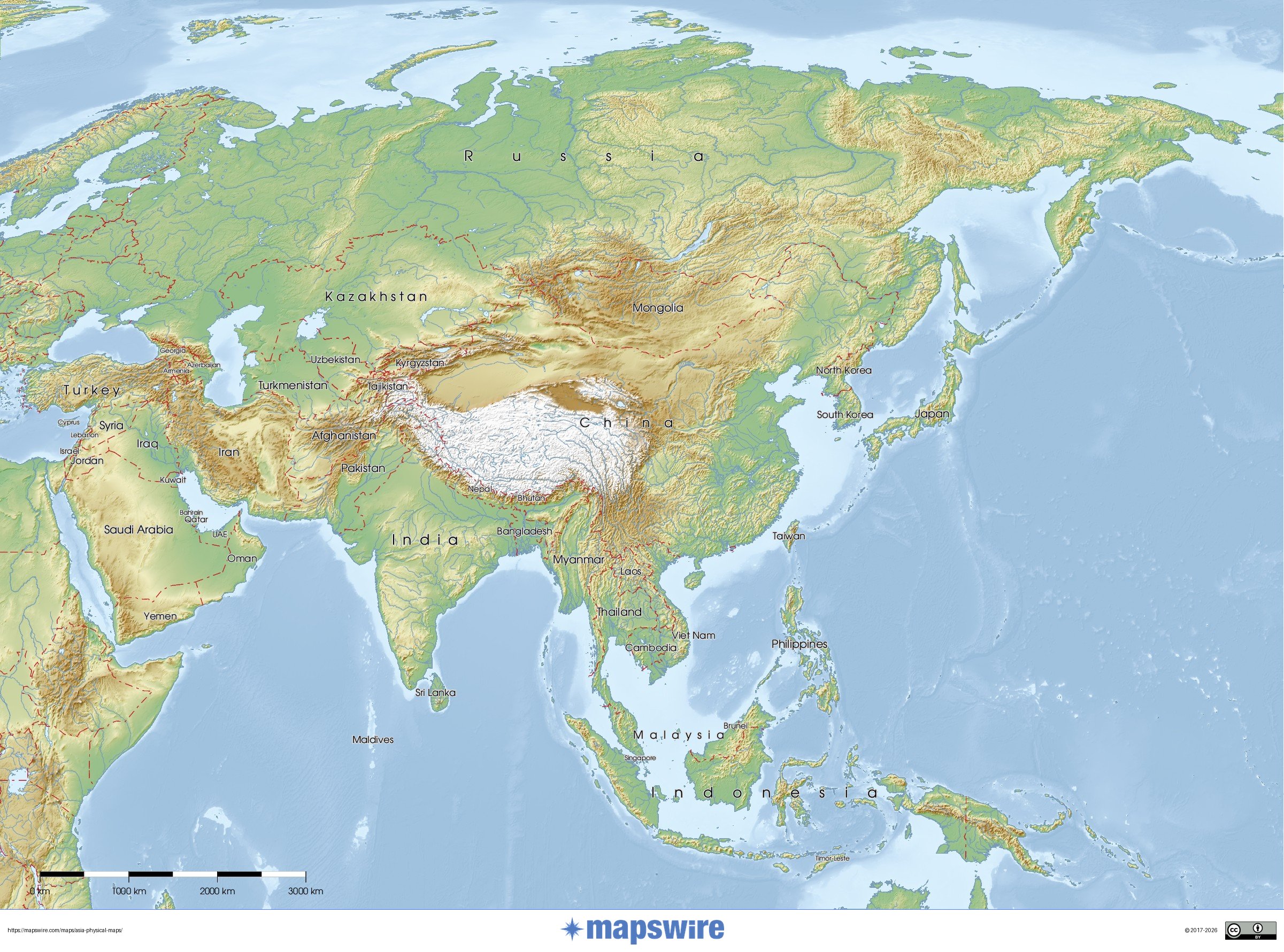 Physical Map Of Asia