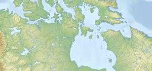 Blank physical map of Canada (Projection: Lambert Azimuthal)