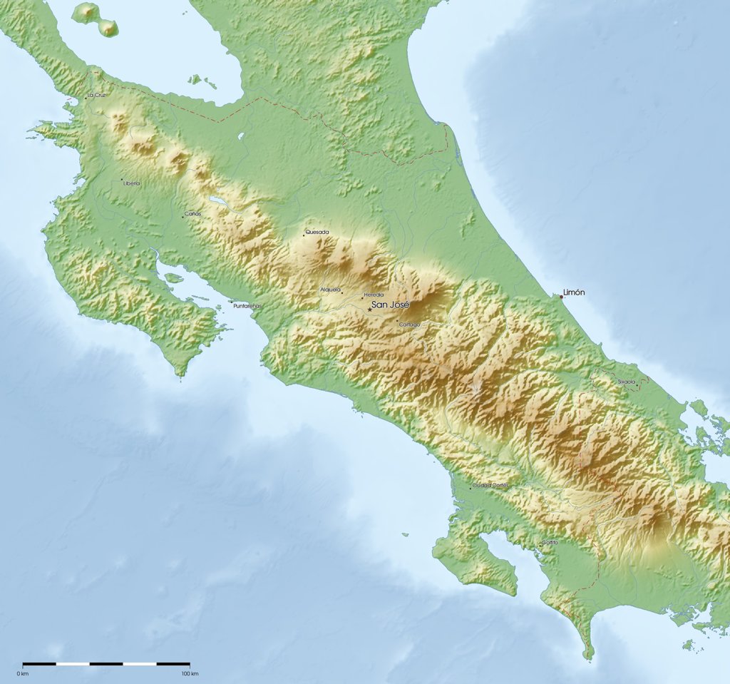 Costa Rica Work Map Free Maps of Costa Rica | Mapswire