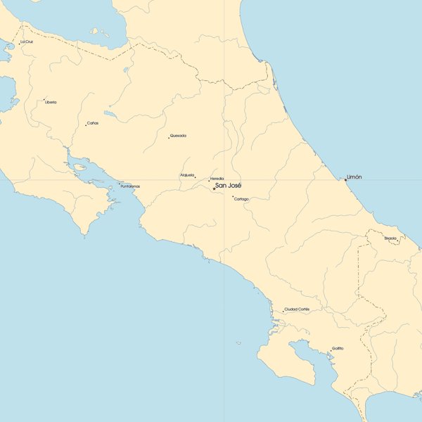Free Maps of Costa Rica | Mapswire