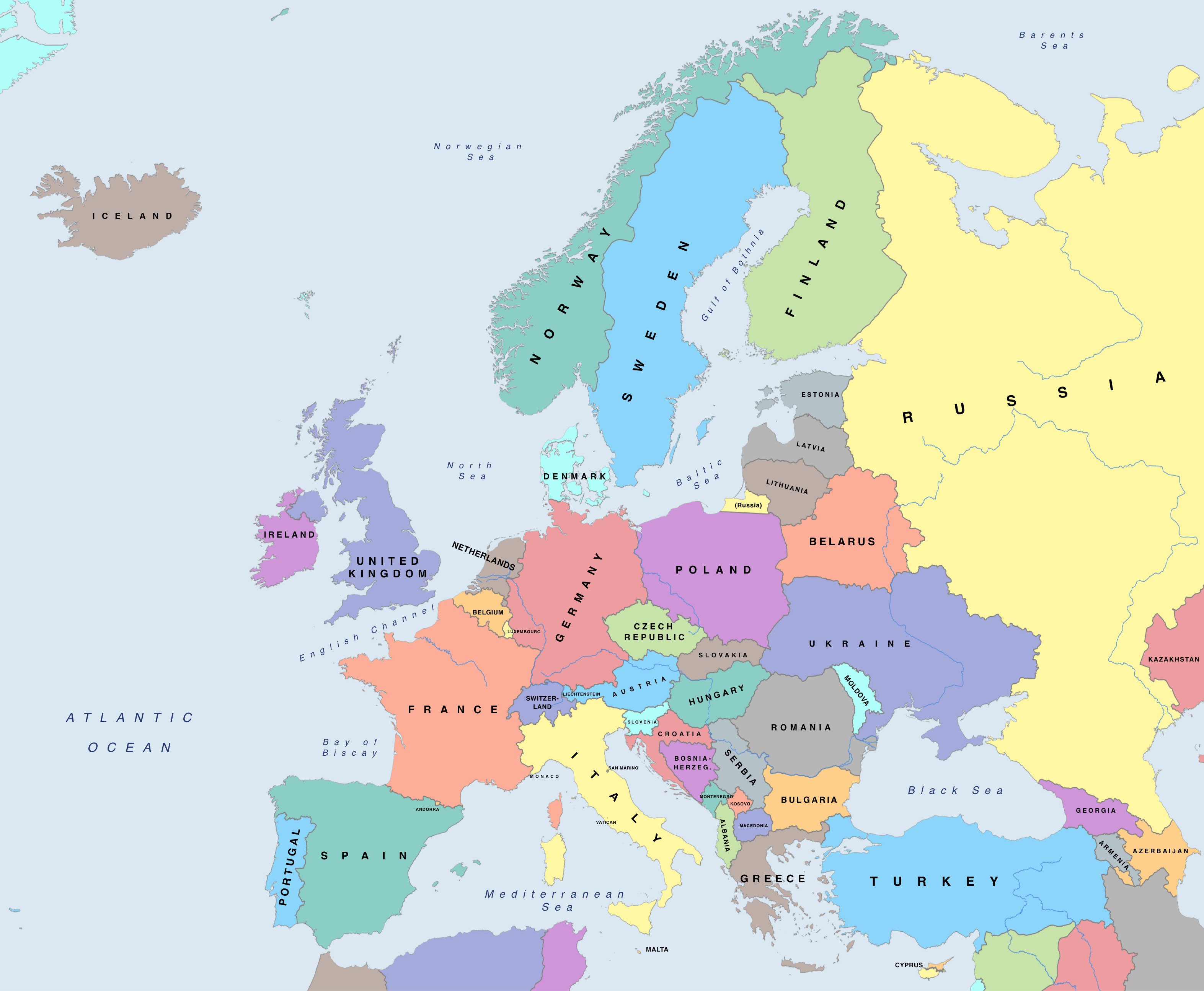 political map of europe 2022 with capitals