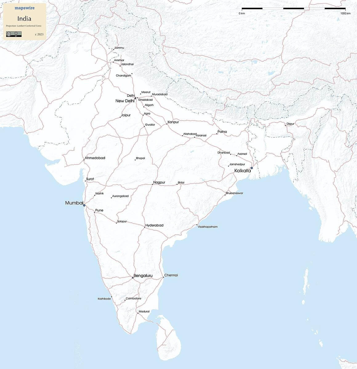 Free Maps of India | Mapswire