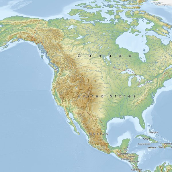 Physical Maps Of North America Mapswire Continent Na Physical Map North America Robinson 269 Q Md 